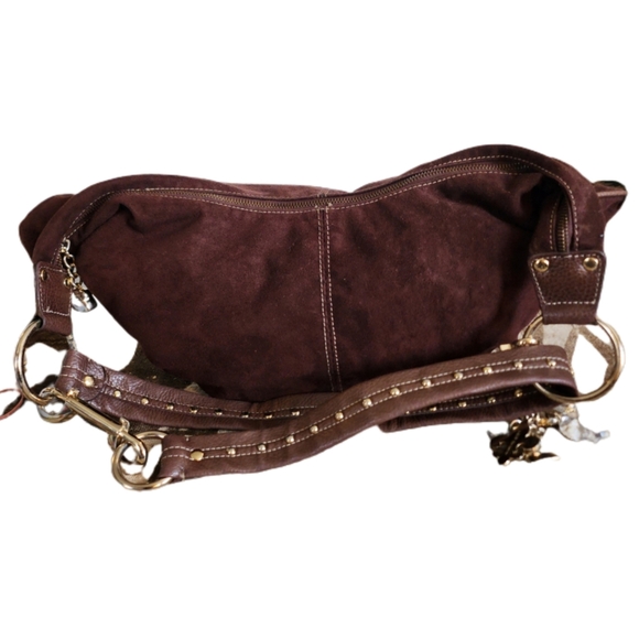 KATHY VANZEELAND BROWN FAUX SUEDE HOBO BAG - Picture 3 of 6